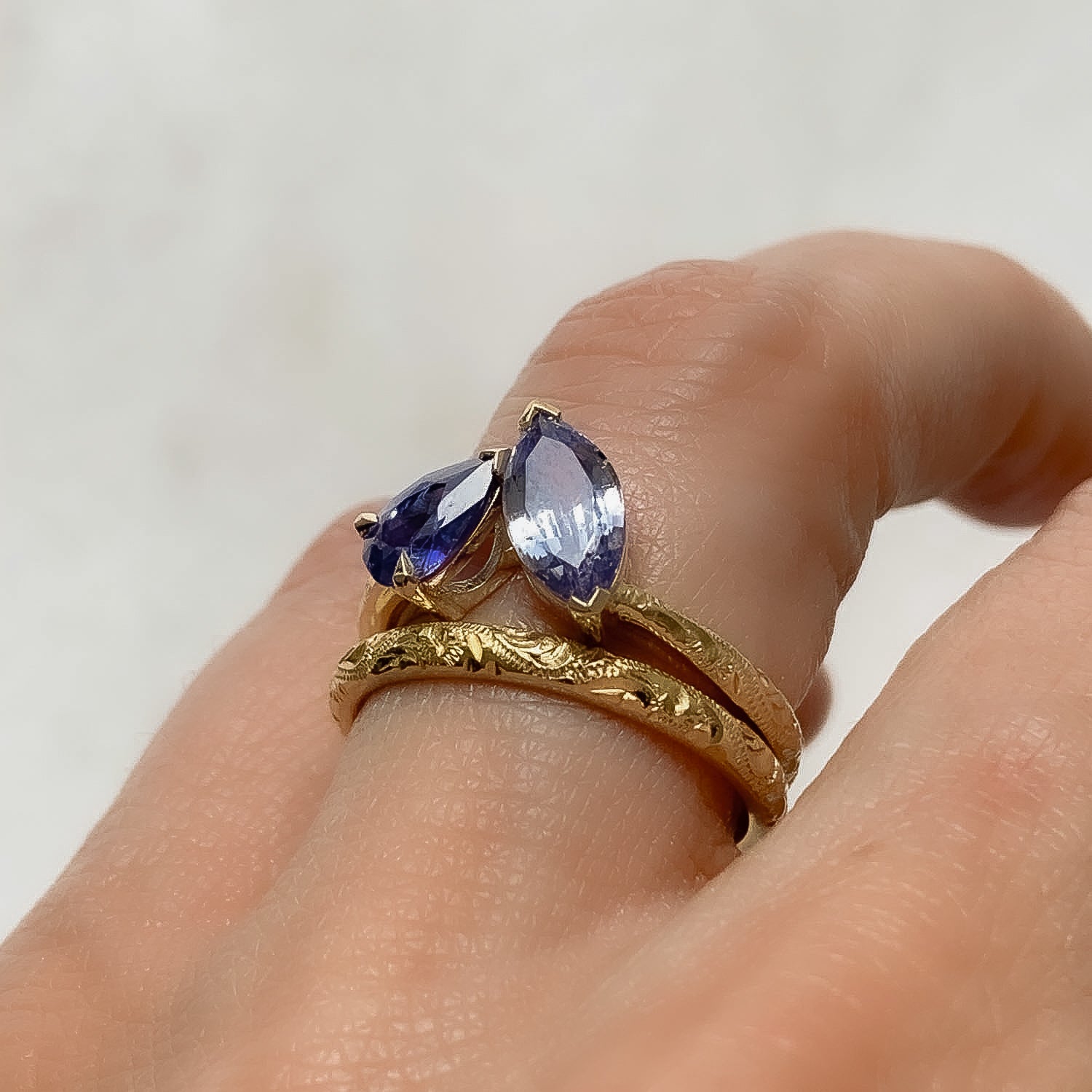 Fancy Blue Sapphire Toi et Moi Ring