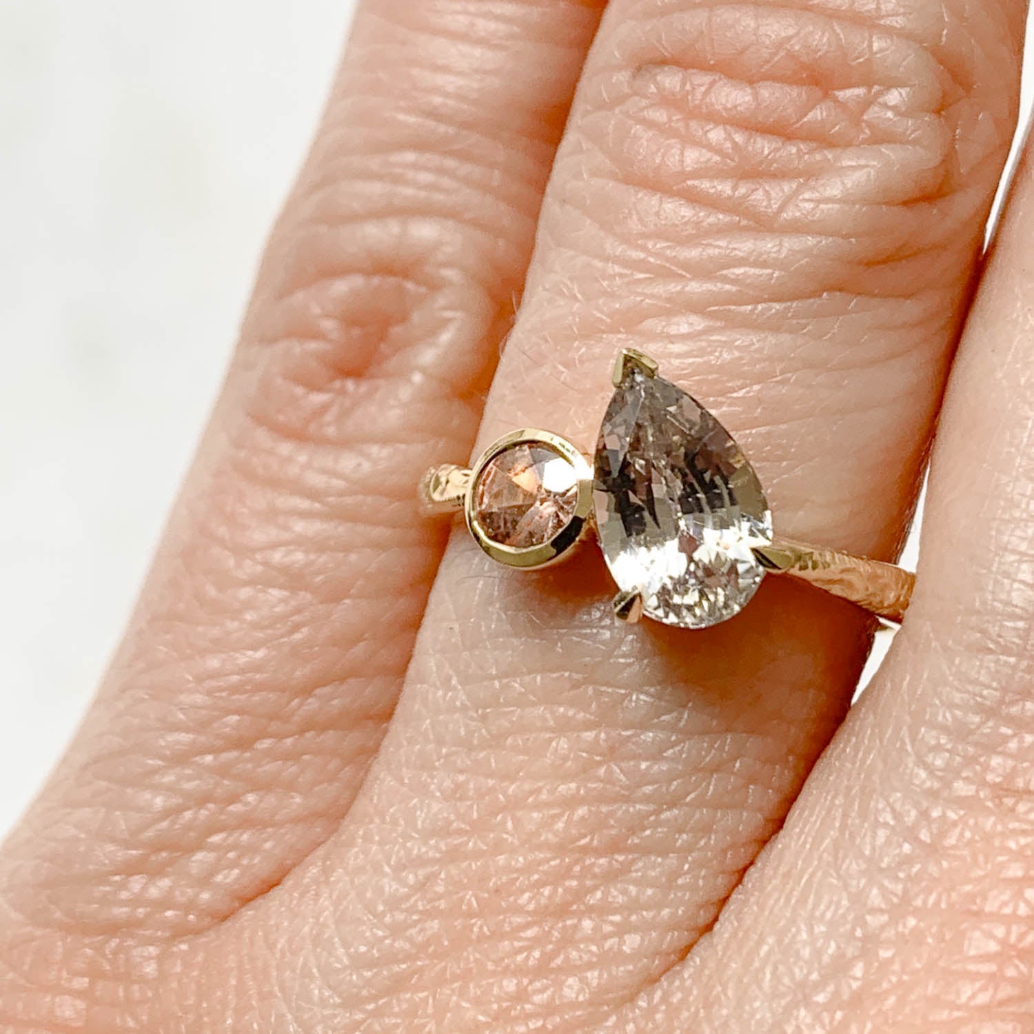 Fancy Champagne Sapphire Toi et Moi Ring