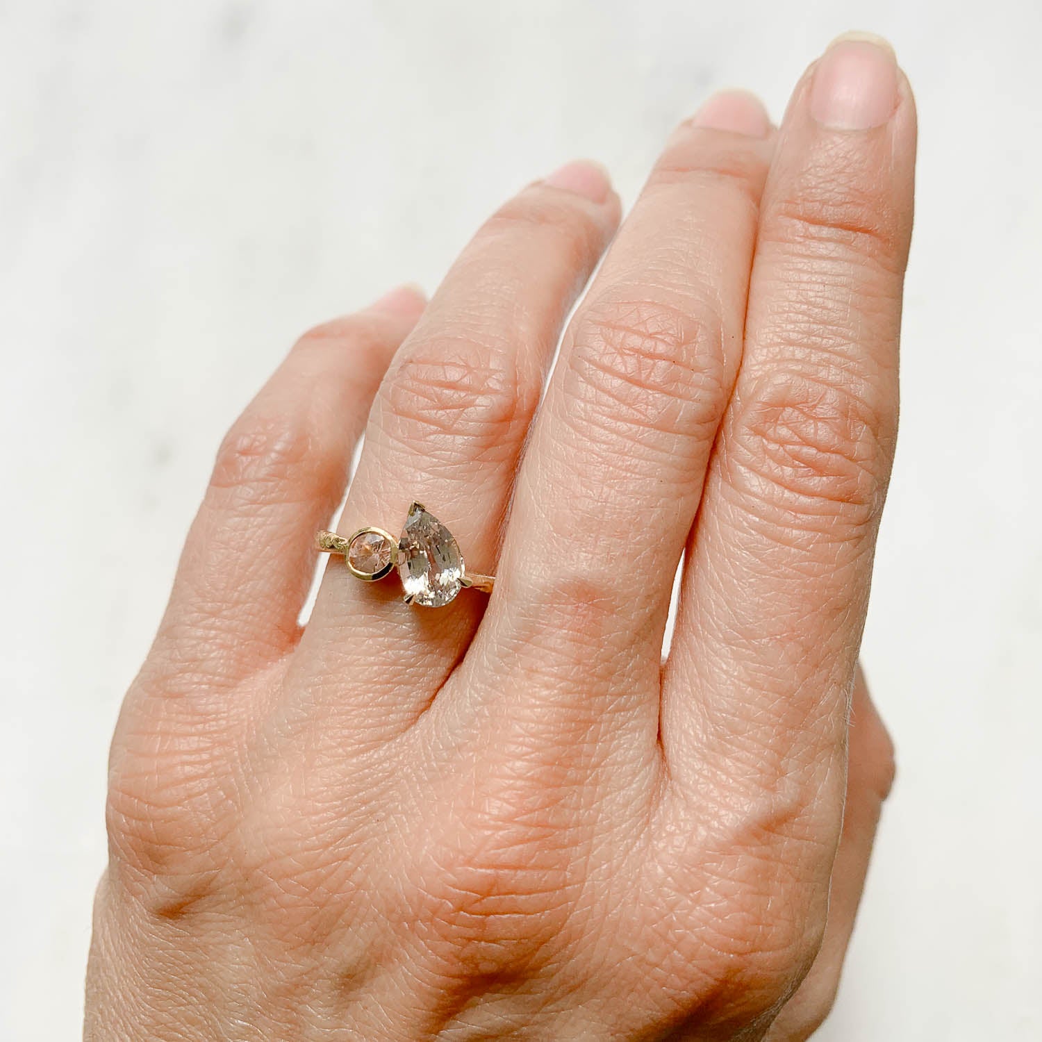 Fancy Champagne Sapphire Toi et Moi Ring
