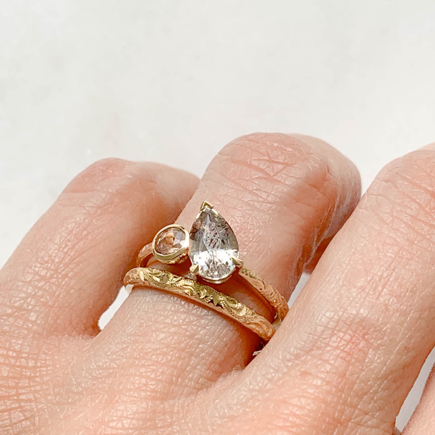 Fancy Champagne Sapphire Toi et Moi Ring