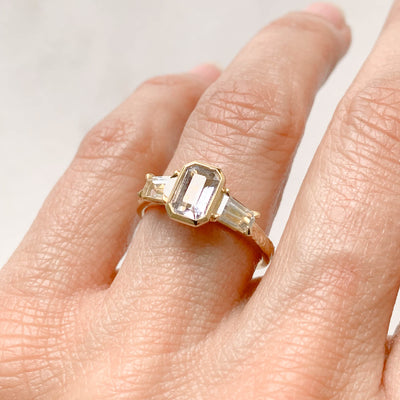 Fancy Grey Bubbles Sapphire Trilogy Engagement Ring