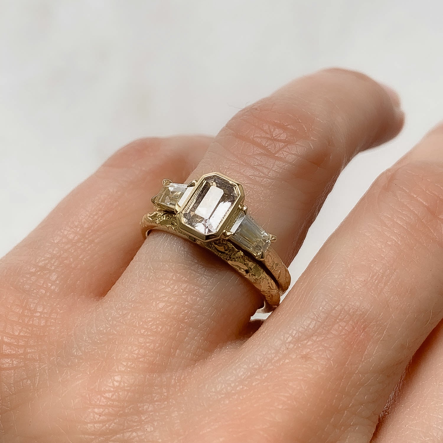 Fancy Grey Bubbles Sapphire Trilogy Ring