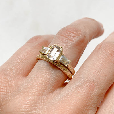 Fancy Grey Bubbles Sapphire Trilogy Engagement Ring