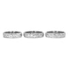 A trio of hand-engraved friendship rings, cast in 9ct recycled white gold, remodelled from our clients' late mother's ring