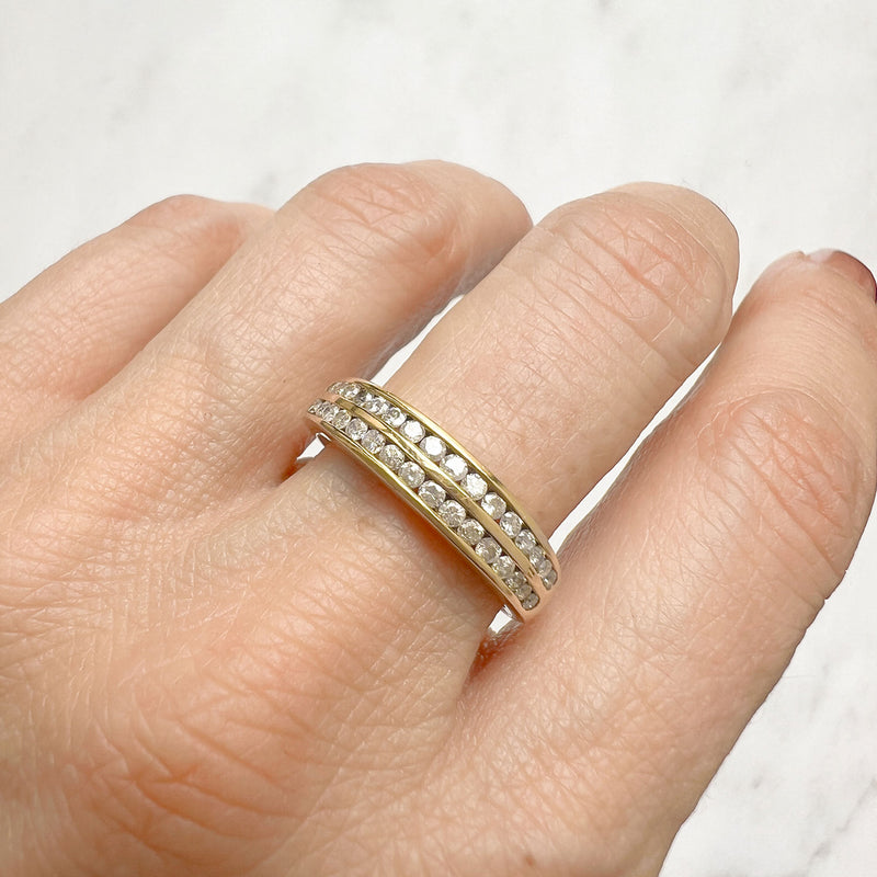 Reclaimed Vintage, Double Diamond Eternity Ring