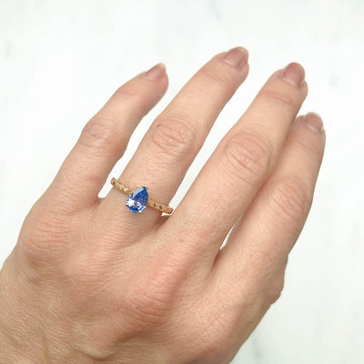 Fancy Athena Pear Cut Blue Sapphire Engagement Ring