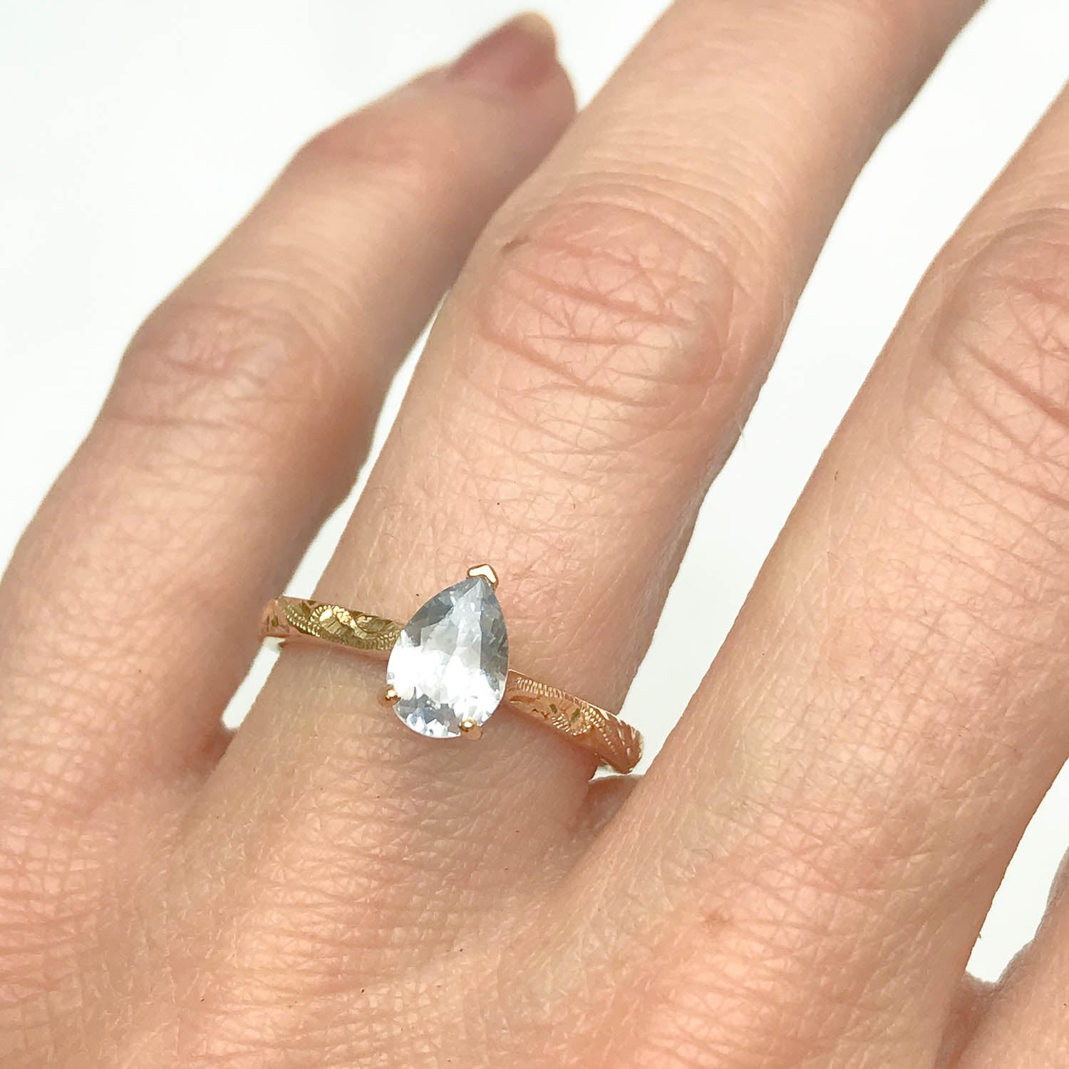 Fancy Athena Ice Pear Cut Sapphire Solitaire Engagement Ring, 18ct Ethical Gold, Ready to Go 2