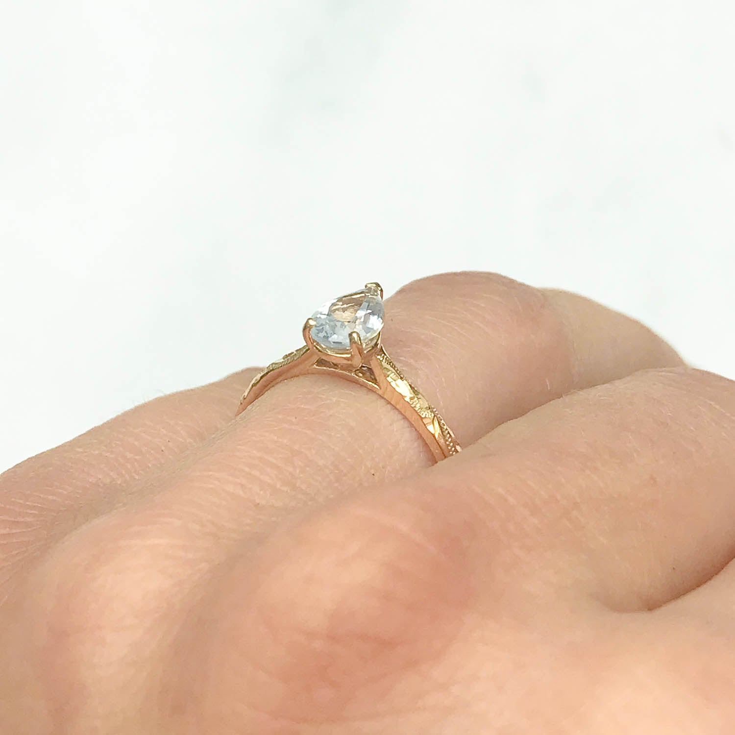 Fancy Athena Ice Pear Cut Sapphire Solitaire Engagement Ring, 18ct Ethical Gold, Ready to Go 3