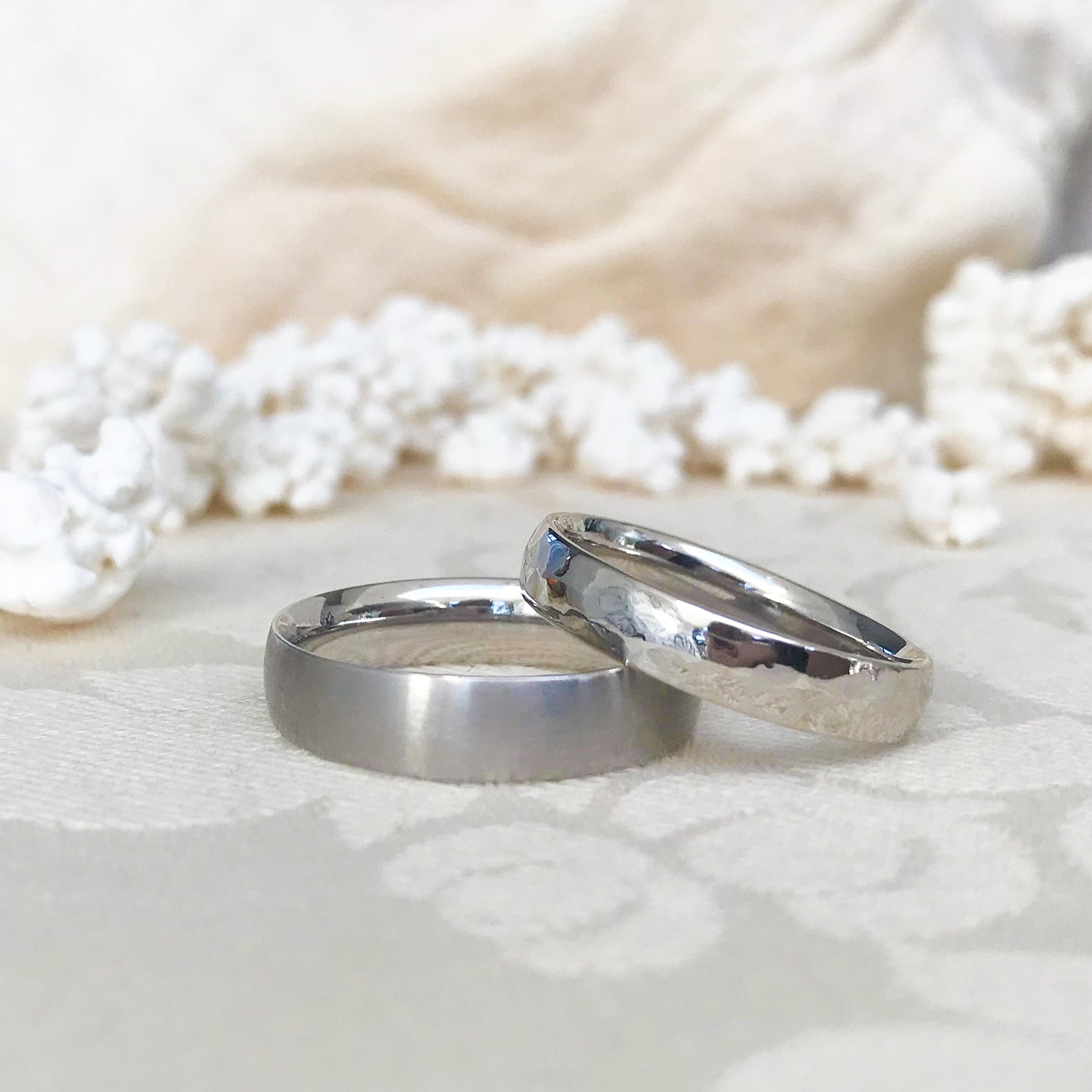 Classic men's wedding rings with polished and matte finishes