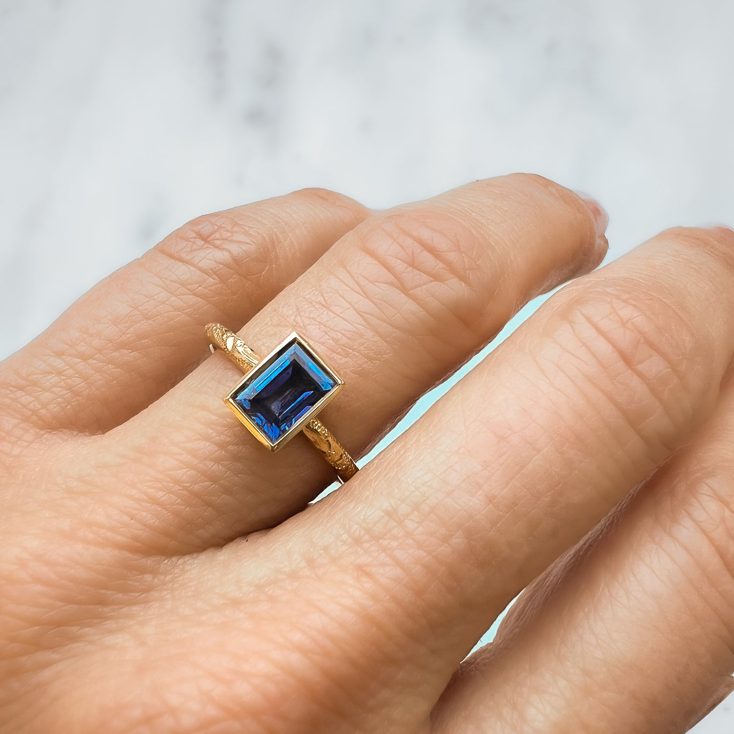 Hera Fancy Baguette Blue Sapphire Ring
