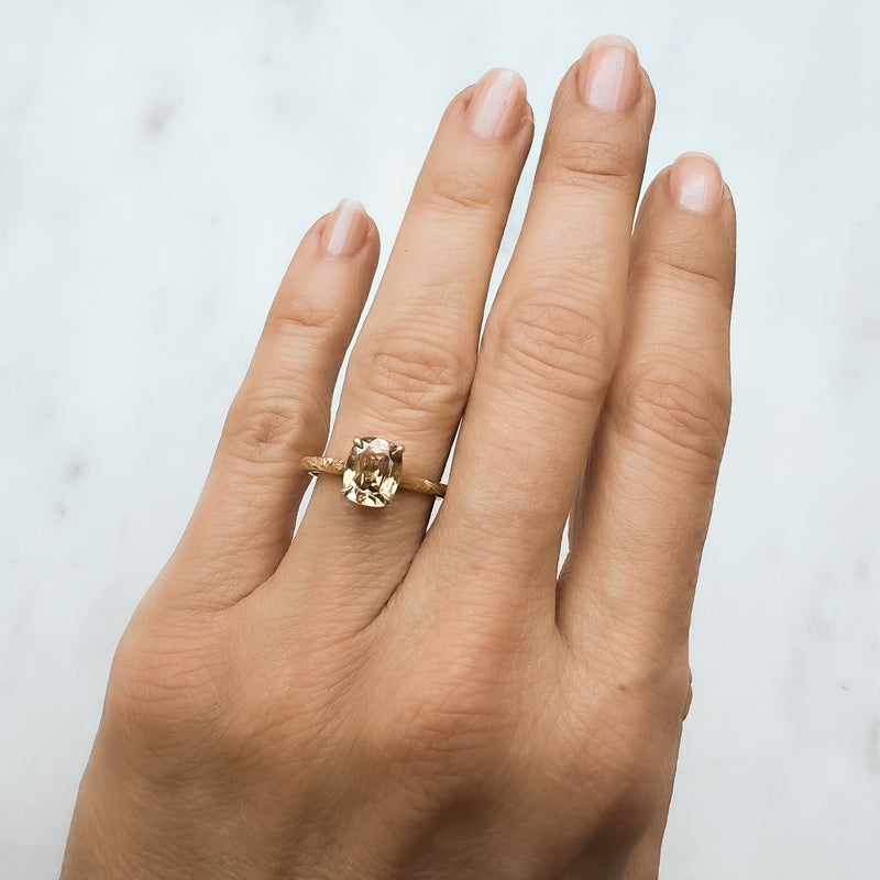 Athena Fancy Cushion Cut Gold Zircon Ring