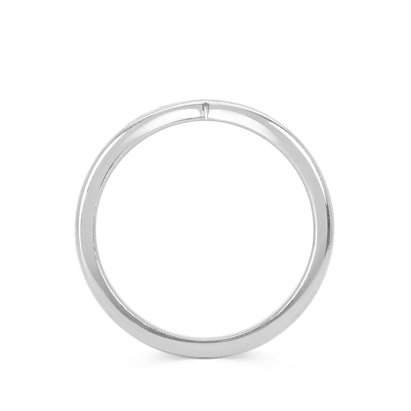 Lebrusan Studio's Amare Florere recycled platinum pinched wedding band, hand engraved with roses