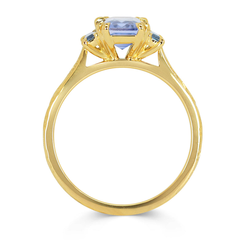 Fancy Blue Sapphire Trilogy Ring