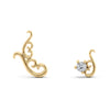 Lebrusan Studio Artisan Filigree ear climber stud earrings in 18ct recycled yellow gold, combo with small diamond-set variation