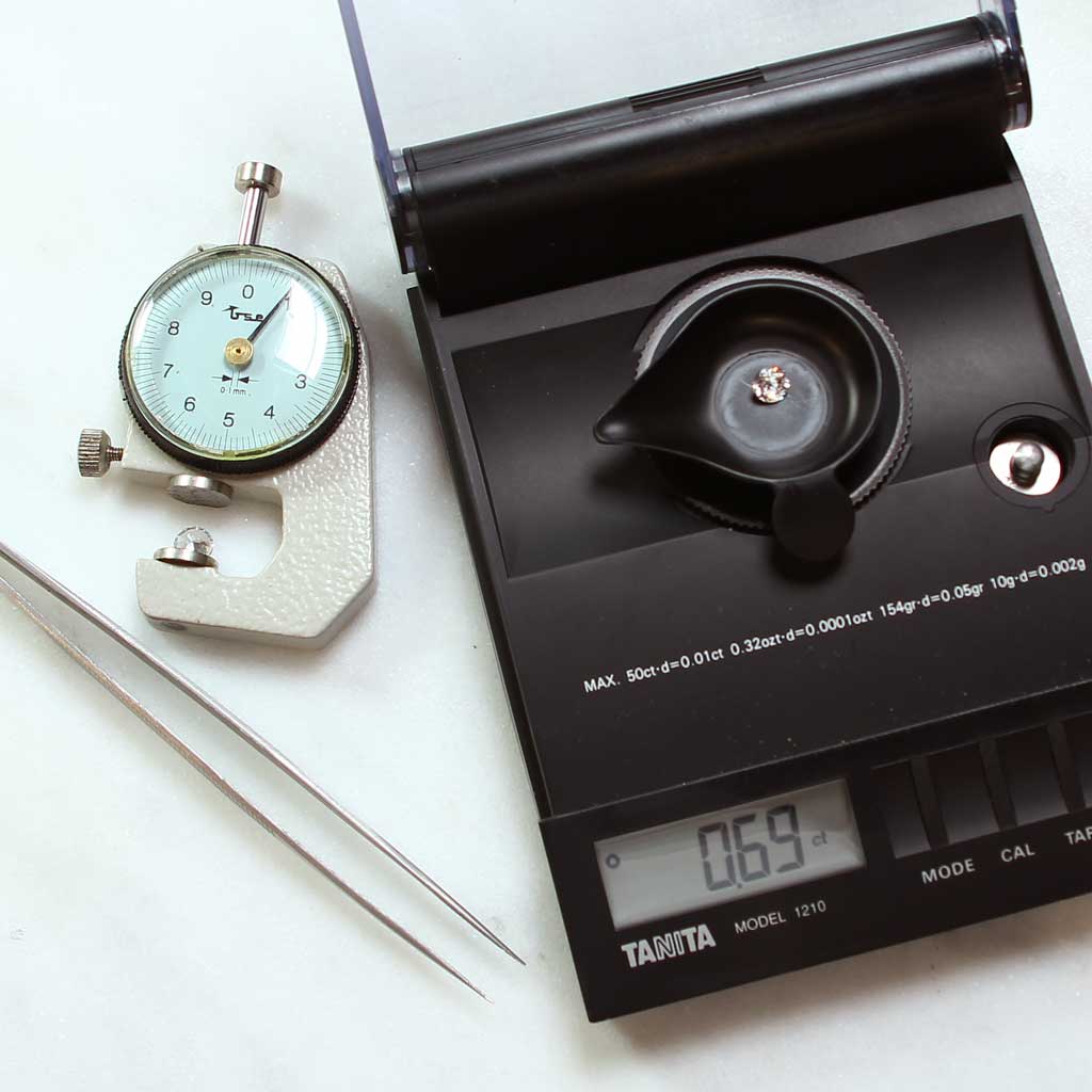 A 0.69ct traceable and conflict-free diamond, ready to be set into an ethical engagement ring