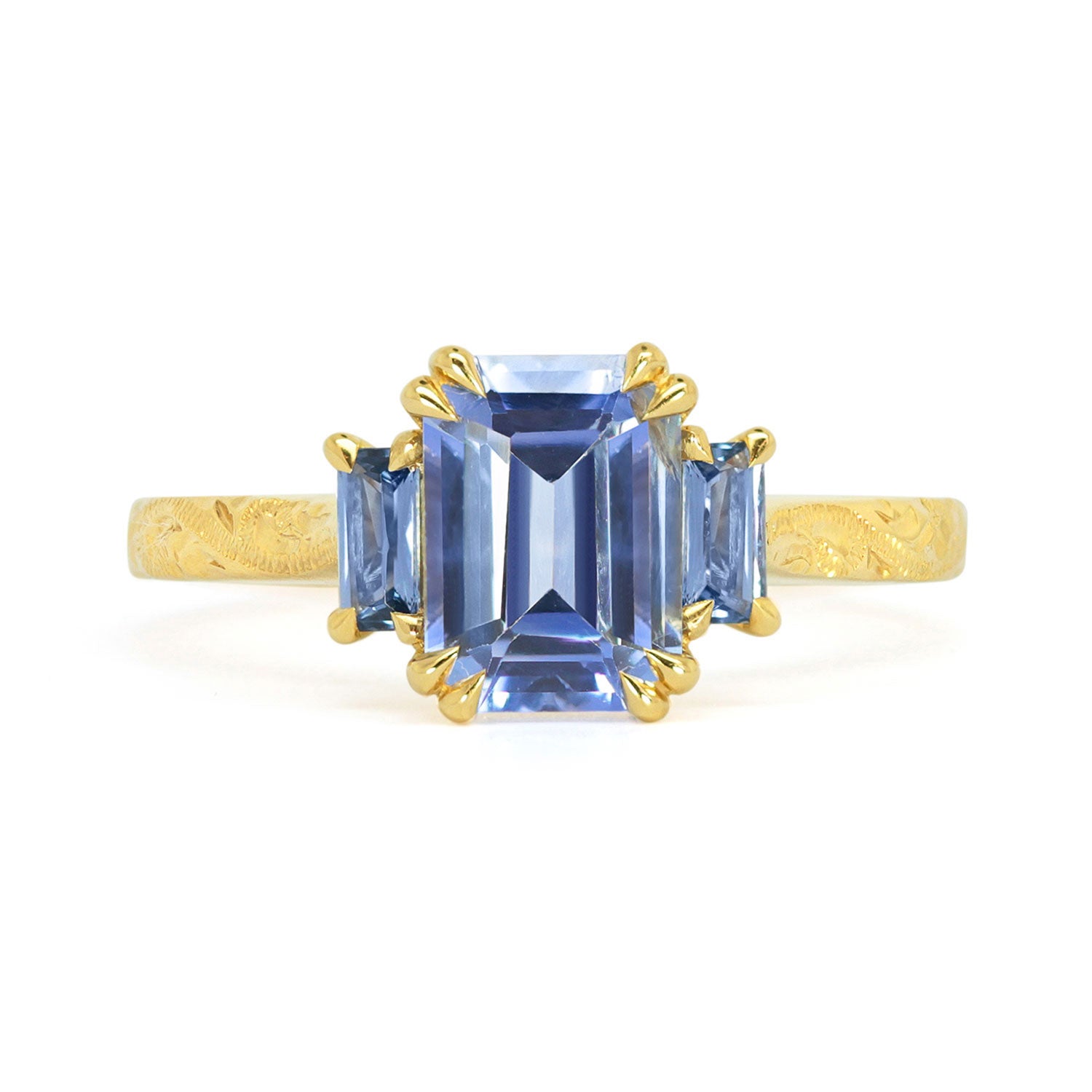 Fancy Blue Sapphire Trilogy Ring