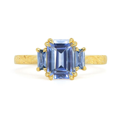 Fancy Blue Sapphire Trilogy Ring