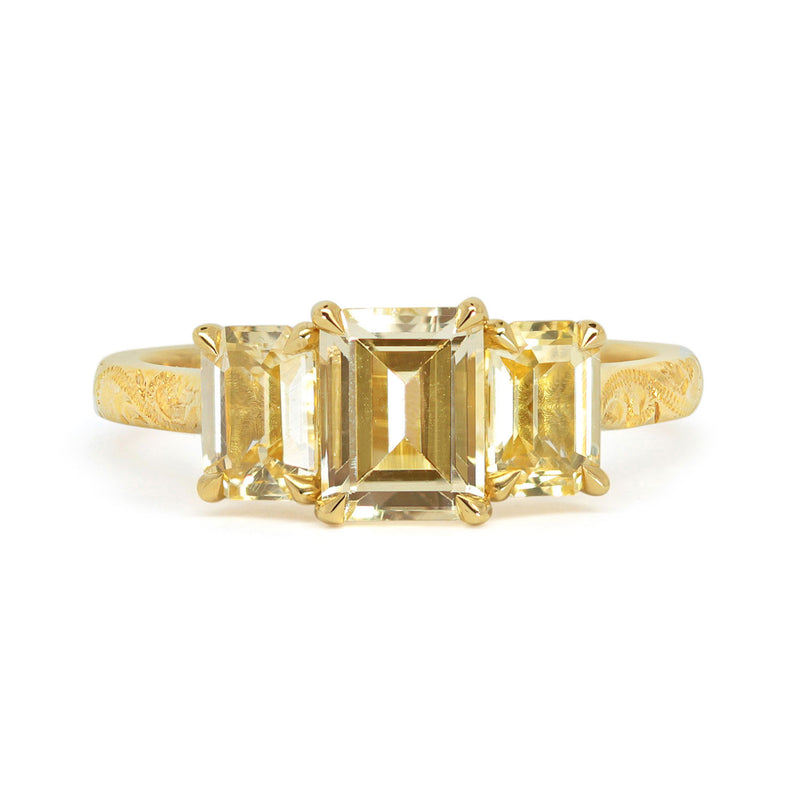 Fancy Yellow Sapphire Trilogy Engagement Ring