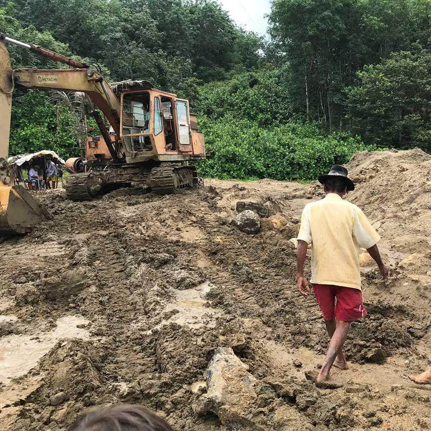 A miner at a sustainable sapphire mine in Sri Lanka