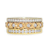 Three antique 9ct gold Victorian eternity rings half-set with diamonds, soldered together into a chunky stack
