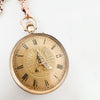 Reclaimed Vintage antique Victotrian pocket watch with Roman numerals and a decorative 'A', set with broken diamonds - repurposed as a pendant on a reclaimed antique gold chain and Albert clasp - on a white background