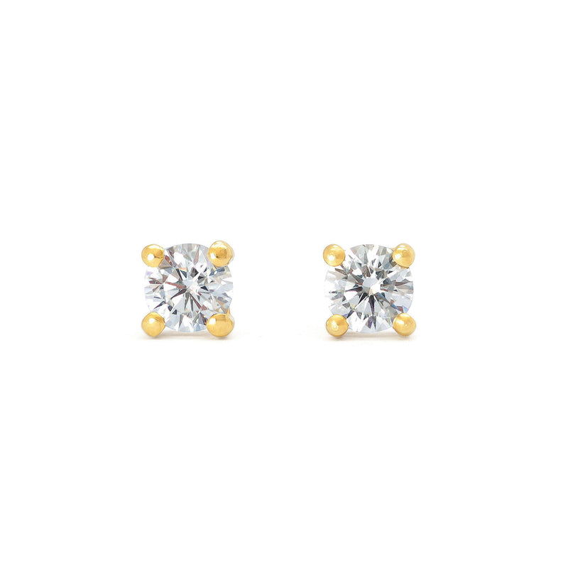 Lebrusan Studio claw-set stud earrings with milgrain beading - 18ct yellow Fairtrade Gold and 0.5ct of recycled diamonds