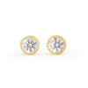 Lebrusan Studio rub-over stud earrings with milgrain beading - 18ct yellow Fairtrade Gold and 0.5ct of recycled diamonds, head-on shot