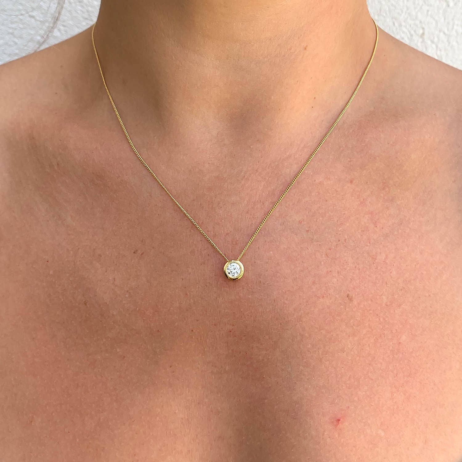 Perfectus Artisanal Gold and Recycled Diamond Rub-over Pendant Necklace