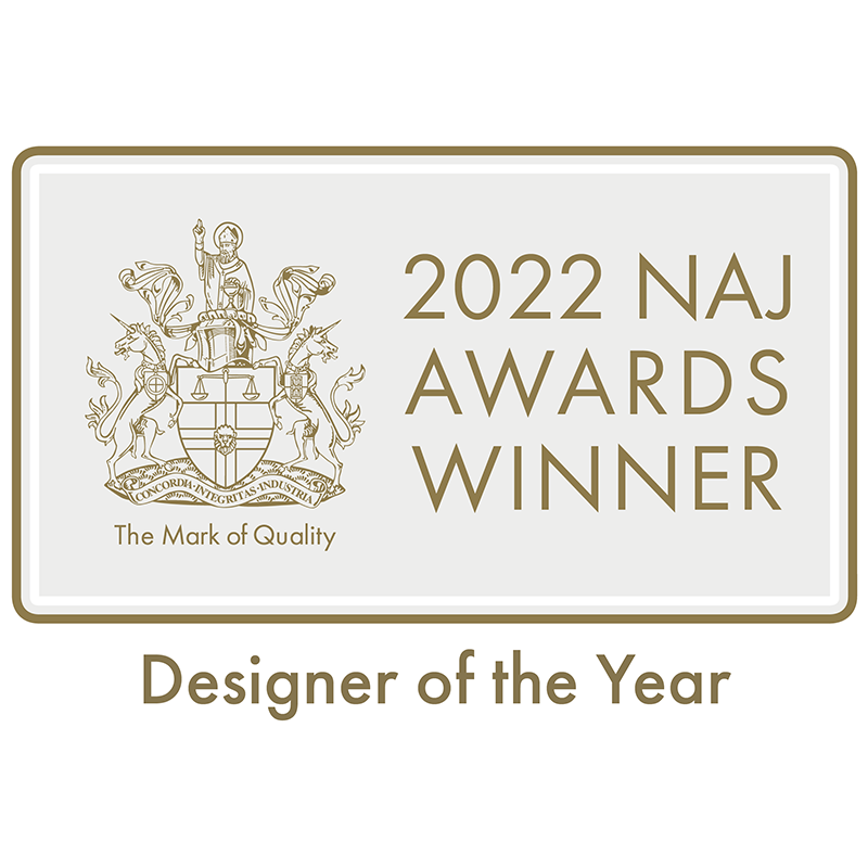 Winner's badge: Arabel Lebrusan is awarded the NAJ's Designer of the Year 2022 award 