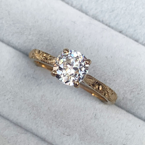 値下げ AMBUSH solitaire gold Athena Grande Old Cut Diamond Gold Solitaire Engagement Ring