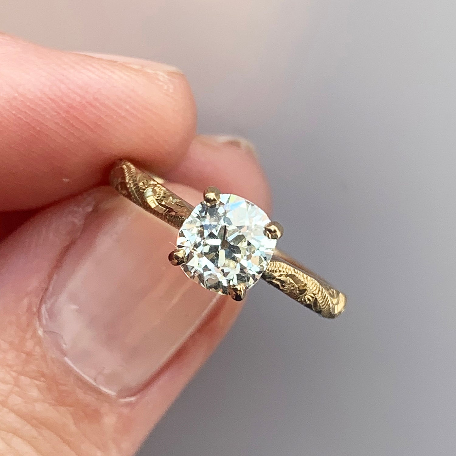 Athena Grande Old Cut Diamond Solitaire Ring, 18ct Gold