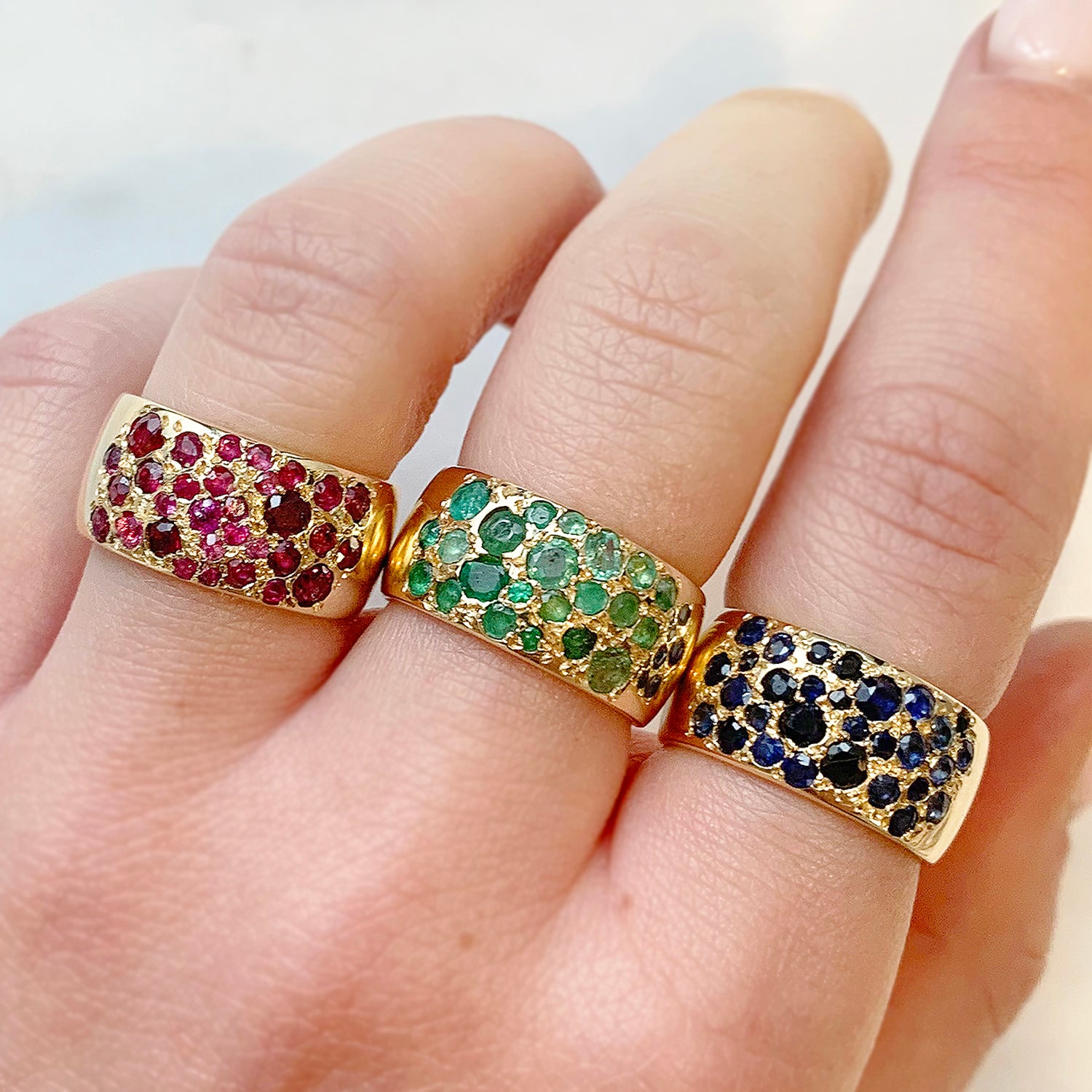 Broken Stars Recycled Gold & Sapphire Ring