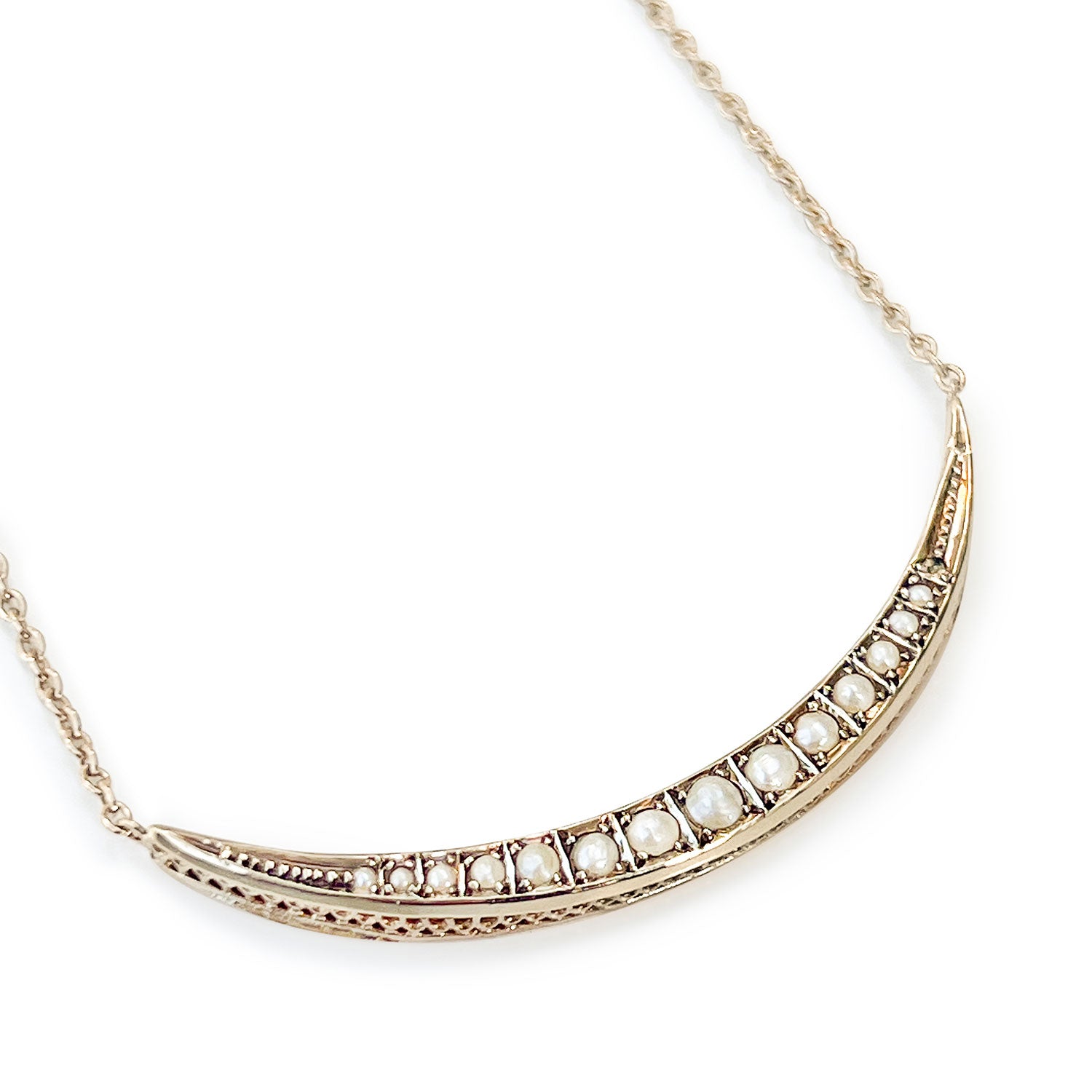 Reclaimed Vintage, Pearl Crescent Necklace