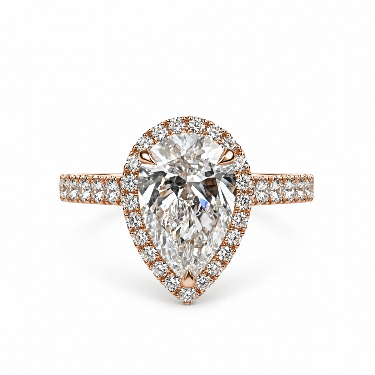 Bespoke Tarik Pear-Cut Diamond Halo Engagement Ring