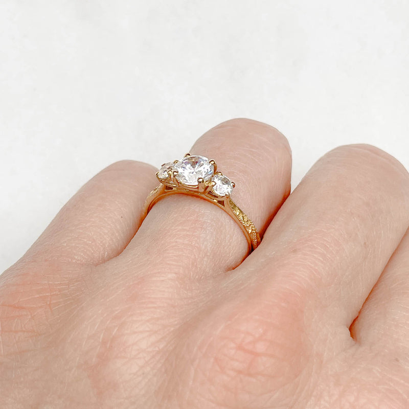 The Athena Trilogy Ethical Gold Engagement Ring with ethical diamonds and sustainable gold