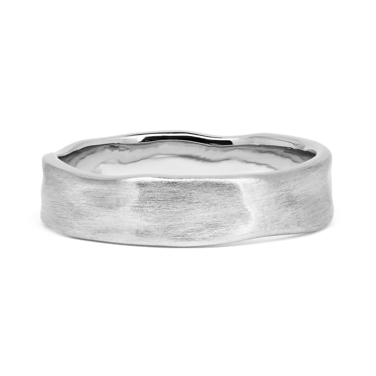Bespoke organic wedding band - recycled white gold and matte finish
