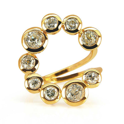 Planet-inspired bespoke cocktail ring - 18ct recycled yellow gold and vintage reclaimed diamonds