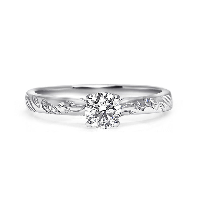 Bespoke Julien engagement ring - Canadian diamond and bespoke leaf engraving