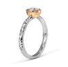 Bespoke Max and Gemma engagement ring - white and rose Fairtrade Gold, hand-engraved Scrolls and a Canadian diamond