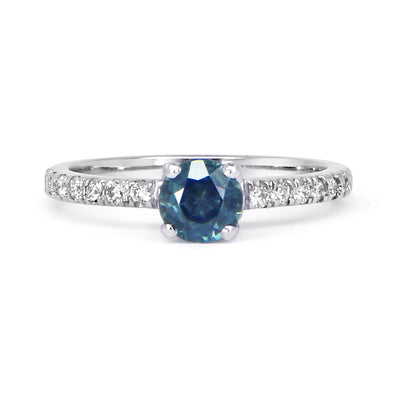 Bespoke engagement ring - teal Malawi sapphire, 100% recycled platinum and microset conflict-free diamonds 3