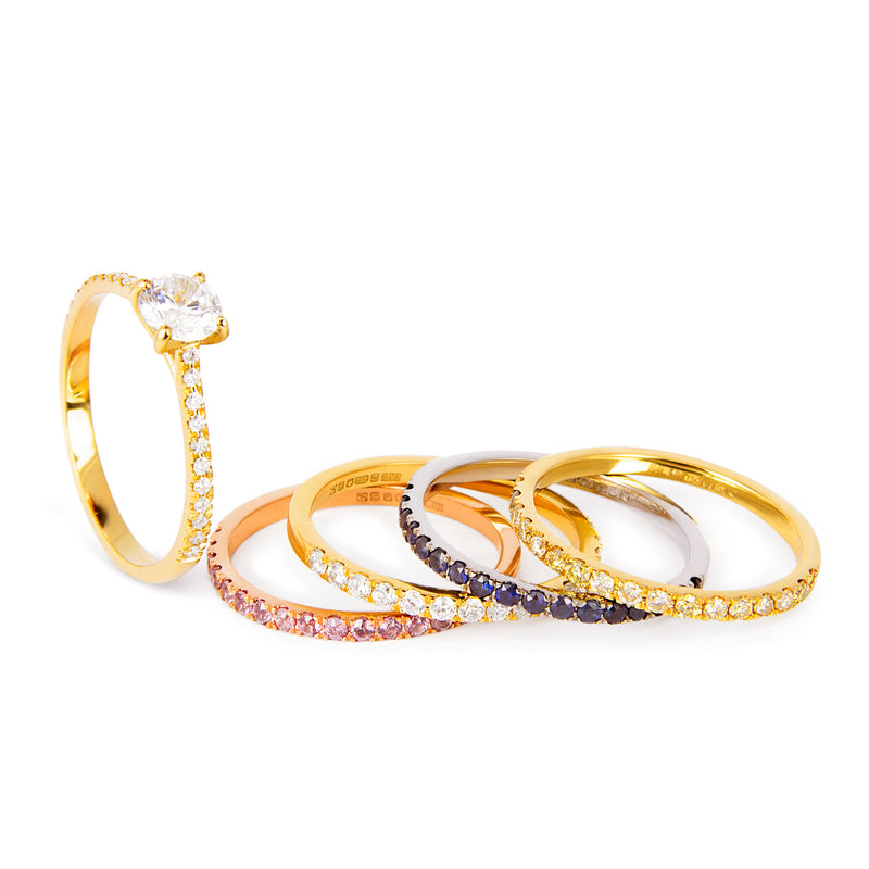 Altair Half Microset Ethical Ring, Champagne Diamond & 18ct Gold