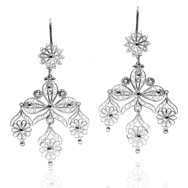 ☆TATIANA☆ Silver 925 Chandelier Ribbon Earrings EC3109 Filigree Ribbon Chandelier Earrings - Lebrusan Studio