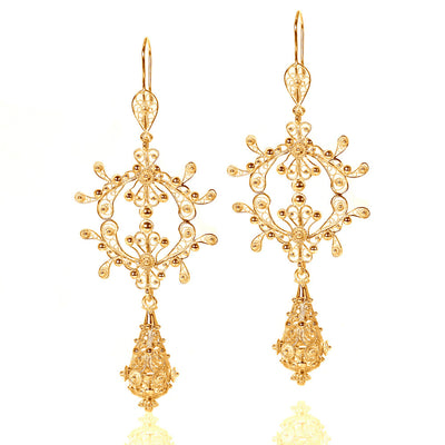 Filigree Silky Drop Chandelier Earrings