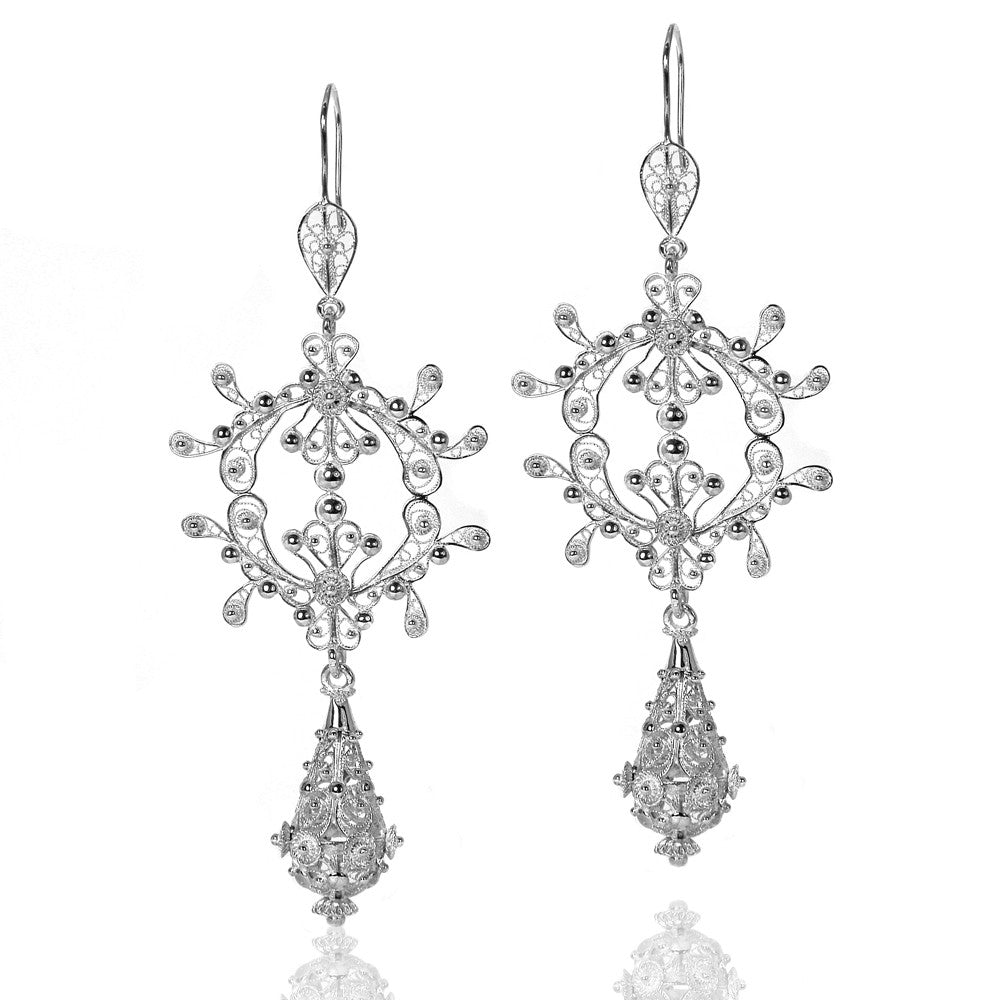 Filigree Silky Drop Chandelier Earrings