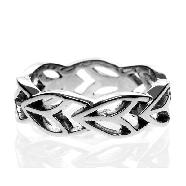 Bespoke leaf wedding ring - 18ct white gold