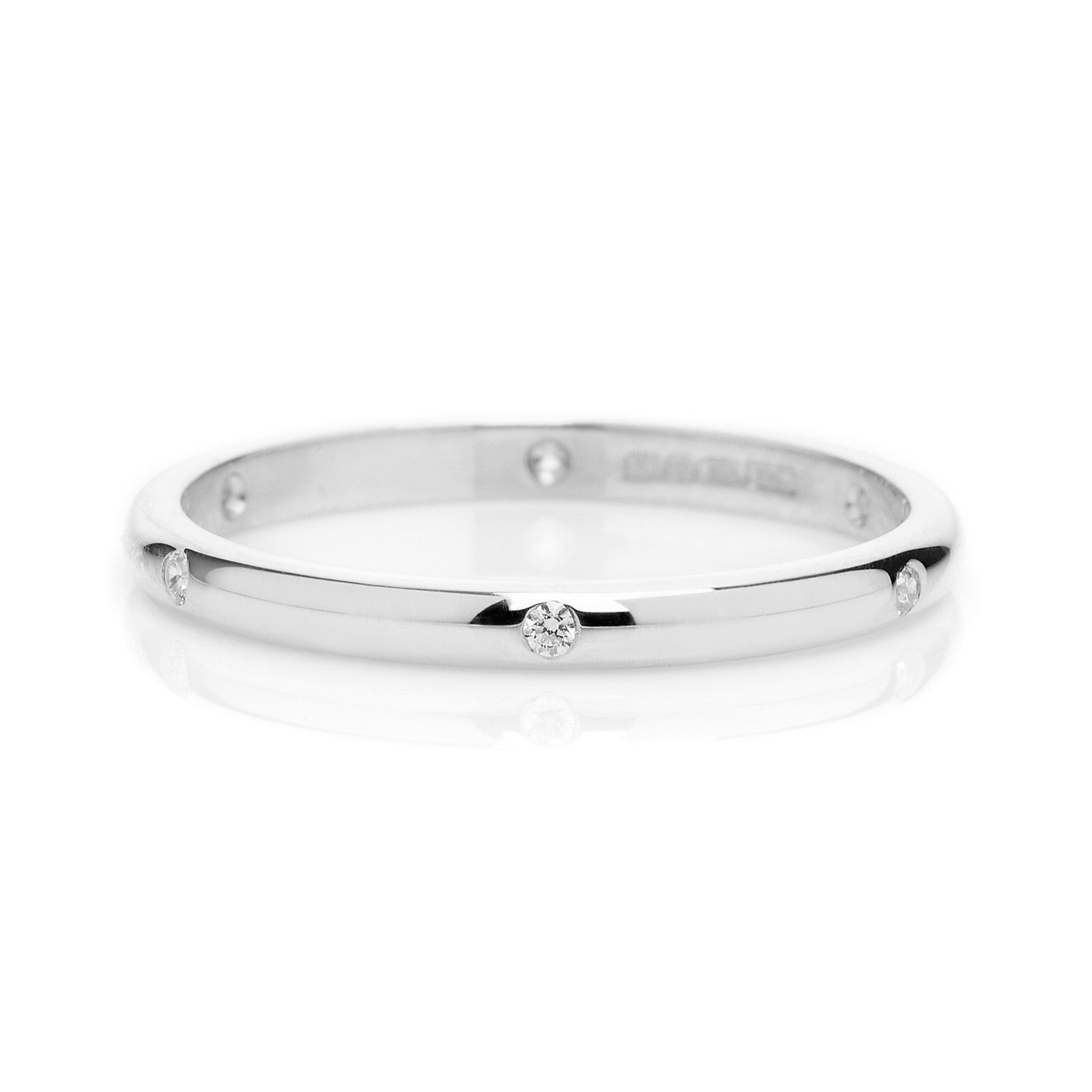 D-Shaped Beloved Diamond Ethical Platinum Wedding Ring, 2mm