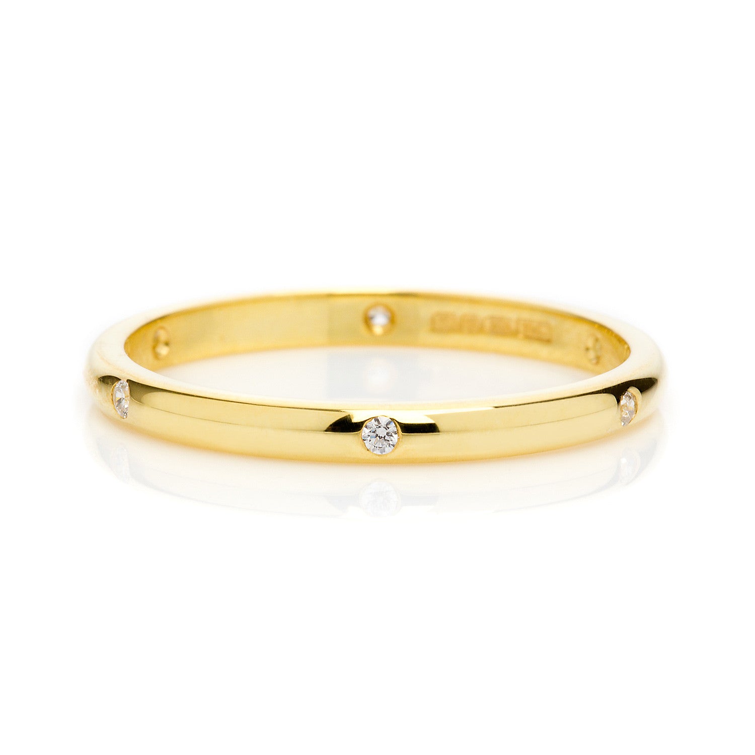 D Shape Beloved Diamond Ethical Gold Wedding Ring, 2mm