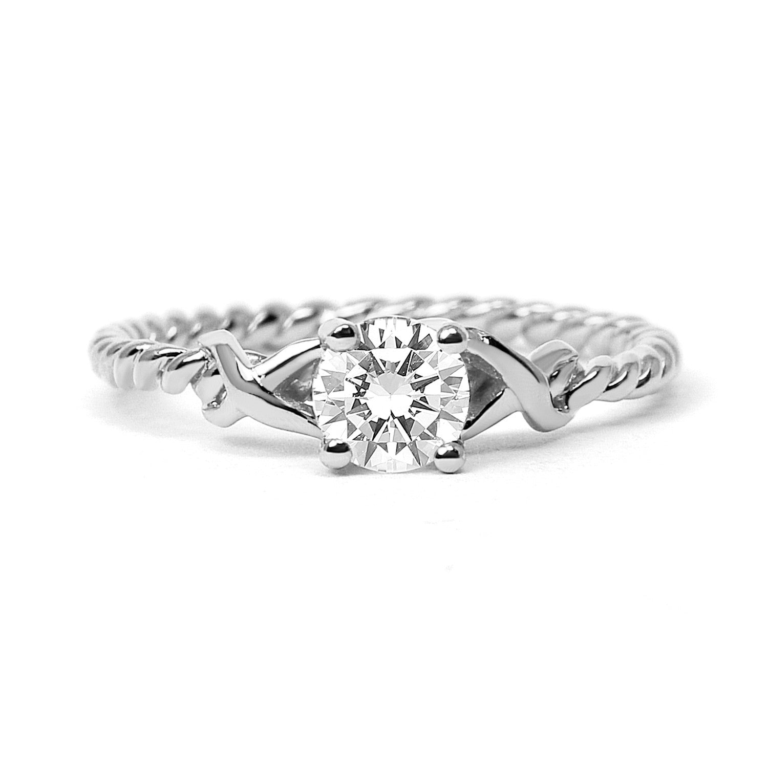 Braided Ethical Diamond Engagement Ring, 18ct Fairtrade Gold