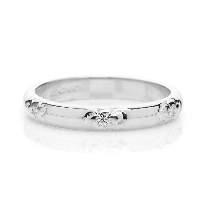 Michael B. Ladies Platinum Rounded Lace Wedding Band Lace Band