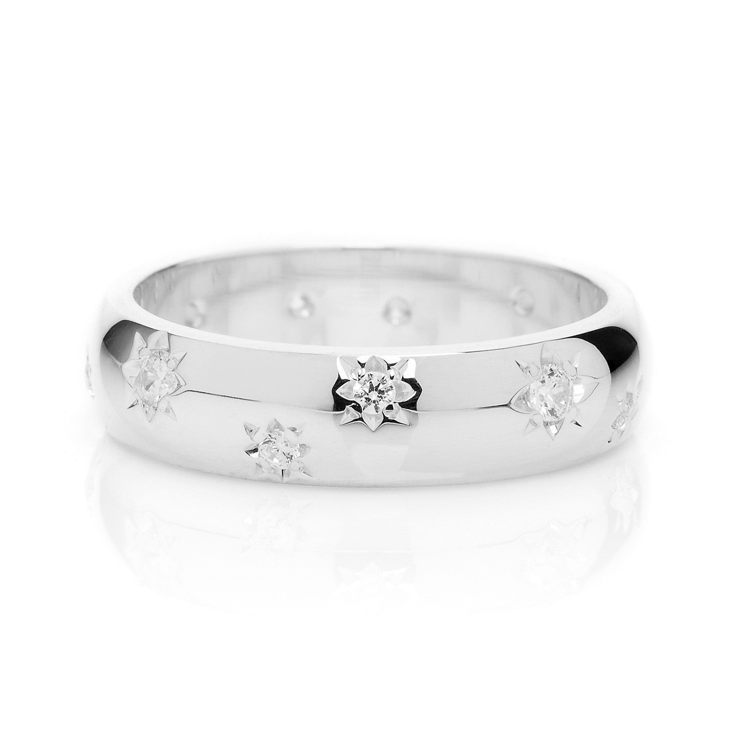 D Shape Diamond Star Ethical Platinum Wedding Ring